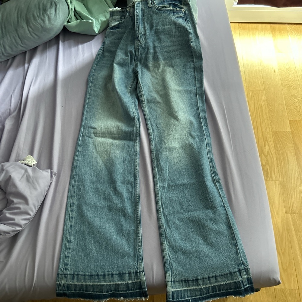 Fashion Nova Blue Flare Wide Leg Jeans